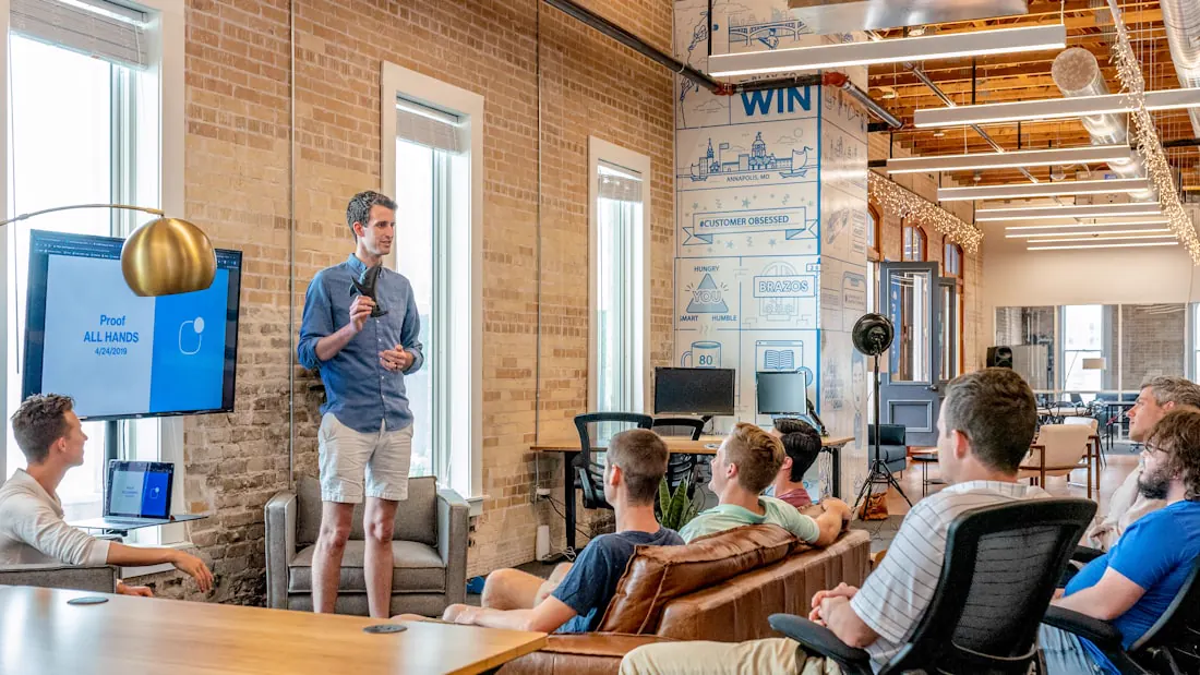 A marketing team collaborating during a strategy session — stock placeholder.