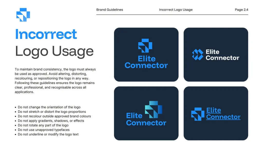 Elite Connector brand guidelines, page 11 of 25