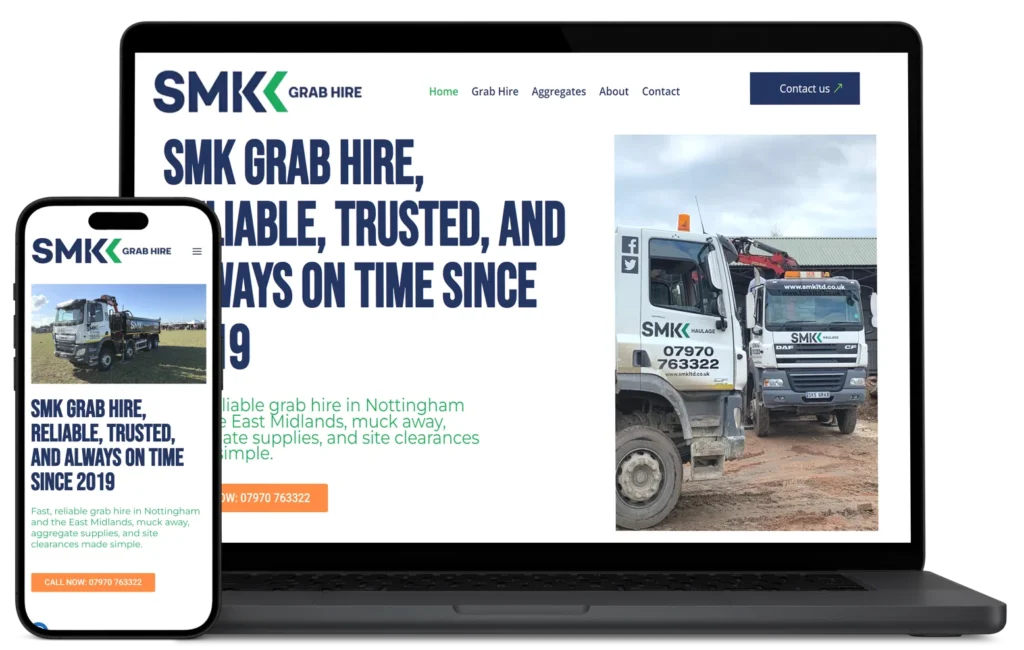 SMK Grab Hire responsive website design