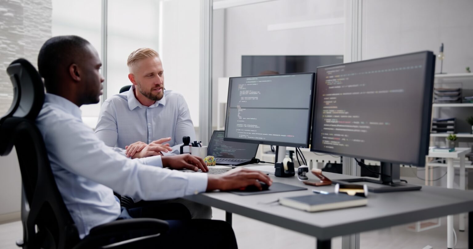 Higher Performance developers working through a website build together